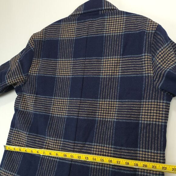 Jachs NY Sherpa Lined Blue Plaid‎ Shirt Jacket Wool Blend Men L Buttons Pockets - Picture 11 of 16